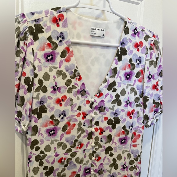 FRANK AND OAK - Floral V-Neck button-down Maxi Dress - Picture 1 of 6
